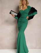  Rochie Maxi Verde cu Drapaj Decorativ Jarnita