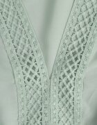  Rochie Mentă Evazată Maxi cu elastic în talie și decolteu din dantelă Cheteia