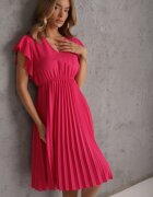  Rochie midi cloș roz închis cu pliuri la bază Nairata