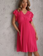  Rochie midi cloș roz închis cu pliuri la bază Nairata