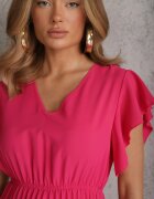  Rochie midi cloș roz închis cu pliuri la bază Nairata