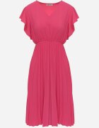  Rochie midi cloș roz închis cu pliuri la bază Nairata