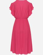 Rochie midi cloș roz închis cu pliuri la bază Nairata