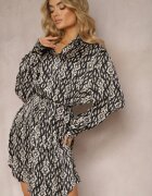  Rochie Mini Dreaptă Neagră cu cordon legat Iina
