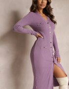  Rochie Mov Tricotată Midi Ehedga