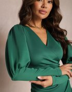  Rochie Mulată Mini Verde cu croi asimetric Beomia