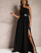  Rochie Neagră Asimetrică Cloș Maxi Adavia