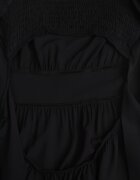 Rochie Neagră de Vâscoză cu croială cloș cu decupaj la spate și legătură Dimiella