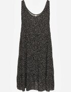  Rochie Neagră din Bumbac cu croială cloș și volane Tessamay