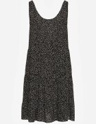  Rochie Neagră din Bumbac cu croială cloș și volane Tessamay