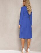  Rochie Plisată Bleumarin Midi cu curea în talie Pailomena