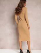  Rochie pulover bej Midi Ehedga