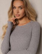  Rochie pulover gri rebrată cu croi mulat cu cașmir și lână Dailithia