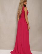  Rochie Roz Asimetrică Cloș Maxi Adavia