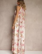  Rochie roz din Satin cu Model Floral Fenimea