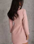  Rochie Roz Mini în Stil Sacou cu Mâneci Lungi Tansiwia