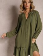  Rochie tip cămașă verde deschis mini Galdra
