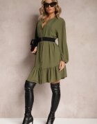  Rochie tip cămașă verde deschis mini Galdra