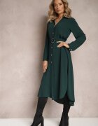  Rochie tip cămașă Verde închisă cu curea Vartivar