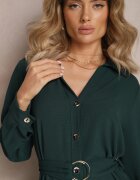  Rochie tip cămașă Verde închisă cu curea Vartivar