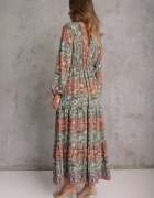 Rochie Verde cu decolteu în V cu croială evazată cu imprimeu Paisley Akka