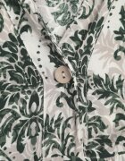  Rochie Verde din Bumbac cu Croi Evazat Finisată cu Volan Niloa