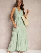  Rochie Verde Evazată Maxi cu inserții croșetate Ylivea