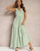  Rochie Verde Evazată Maxi cu inserții croșetate Ylivea