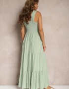  Rochie Verde Evazată Maxi cu inserții croșetate Ylivea