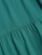  Rochie Verde închis din Bumbac cu Croială Cloș Decorată cu Volane Tessah