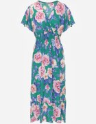  Rochie Verde Maxi Evazată cu elastic în talie și volane Tayte