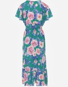 Rochie Verde Maxi Evazată cu elastic în talie și volane Tayte