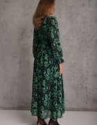  Rochie Verde-Neagră Maxi Evazată cu Decolteu Petrecut Bramave