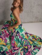  Rochie Verde-Violet Viscoză Legată la spate și la gât cu croială sub bust Peridia