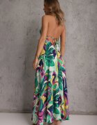  Rochie Verde-Violet Viscoză Legată la spate și la gât cu croială sub bust Peridia