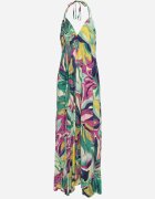  Rochie Verde-Violet Viscoză Legată la spate și la gât cu croială sub bust Peridia