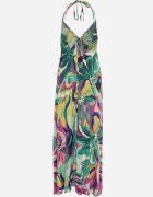  Rochie Verde-Violet Viscoză Legată la spate și la gât cu croială sub bust Peridia