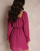  Rochie Violet cu Fir Strălucitor și Șnur în Față Beni