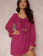  Rochie Violet cu Fir Strălucitor și Șnur în Față Beni