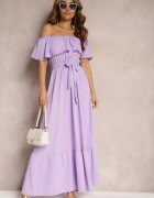 Rochie Violet Spaniolă cu croială evazată cu volan Naviara