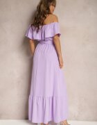  Rochie Violet Spaniolă cu croială evazată cu volan Naviara