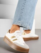 romanciaga Adidași Clasici Alb-Aurii cu platformă joasă Denirla