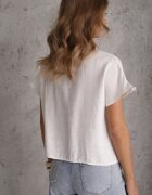 romee's Cămașă Albă din Vâscoză cu Mânecă Scurtă Decorată cu Inserții de Dantelă Phiniche
