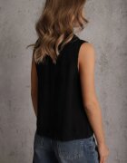 romee's Cămașă Boho Neagră din Viscoză Fără Mâneci Decorată cu Broderie Melirianne