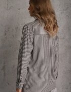 romee's Cămașă Neagră din Bumbac cu Dungi cu nasturi decorați Mirasea