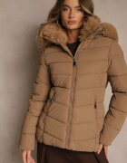 romee's Geacă Matlasată Maro cu croială cambrată cu glugă cu blană Olidessa