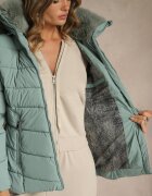 romee's Jachetă Matlasată Verde Deschis cu croială cambrată cu glugă cu blană Olidessa