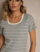 romee's Rochie mulată gri deschis din bumbac cu model în dungi Ralessa