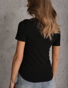 romee's T-shirt Negru cu dungi cu încrețituri laterale Nedala