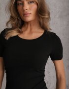 romee's T-shirt Negru cu dungi cu încrețituri laterale Nedala